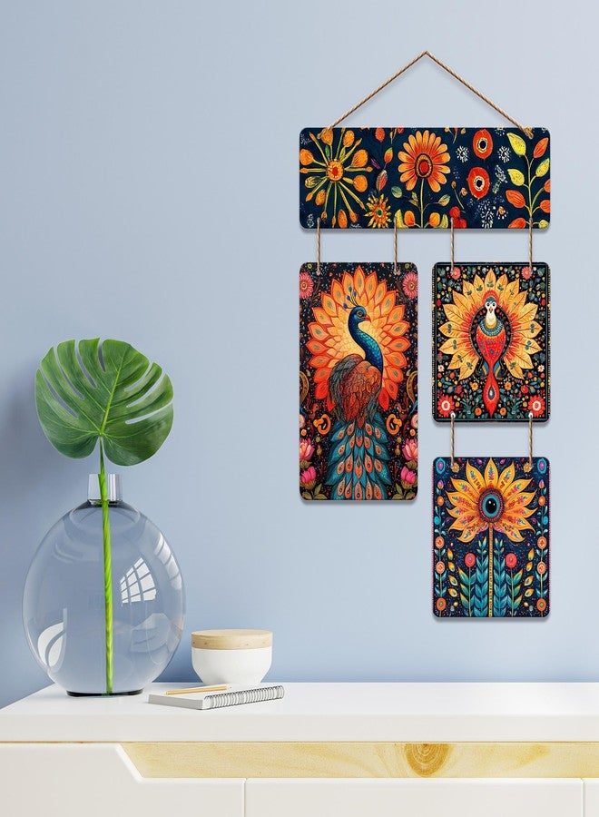 Artvibes Artistic Peacock Theme Floral Art Wooden Art Decoration Item for Home | Living Room | Office | Wall Art Painting For Hall | Graphic Artwork | Wall Illustrations | Gift Items (WH_6522N) - Image 2